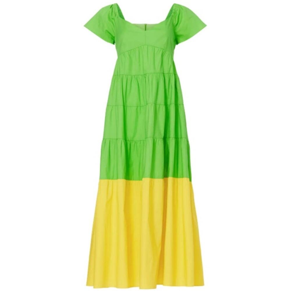 Donna Morgan Colorblock Babydoll Cap Sleeve Maxi Dress Women's 0 Resort Vacation
